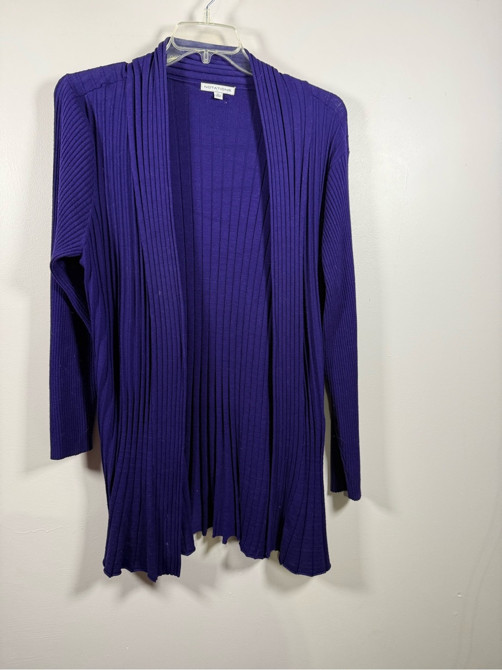 Notations Deep Purple Ribbed Open-Front Cardigan